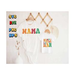 MAMA And Mama's Little Man Svg, Baby Shower Svg, Funny Svg, Mom and Baby Shirt Svg, Mama Svg, Mama's Little Man Svg, Wavy Stacked Svg