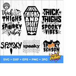 Thick Thighs and Spooky Vibes svg Bundle, Halloween Scary Bundle, Spooky season Svg, Halloween Quote Svg for Cricut, Halloween decor svg