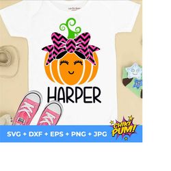 Cute Pumpkin Svg, Thanksgiving Girl Svg, Pumpkin with Bow svg, Fall Cut Files, Monogram Svg, Girls Shirt Design, Happy Halloween Cut files