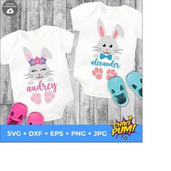 Easter Bunny SVG, Rabbit Ears Girl Boy, Easter Bunny Split Monogram, Kid Easter Shirt