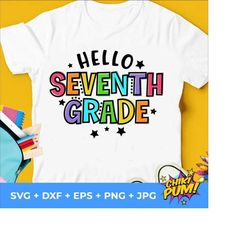 Hello Seventh Grade Svg, 1st Day of School Cut Files, Seventh Grade svg, Back To School Svg, Dxf, Eps, Png, Silhouette, Cricut