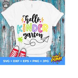 Hello Kindergarten Svg, 1st Day of School Cut Files, Back To School Svg, Dxf, Eps, Png, School Shirt Design, Silhouette, Cricut