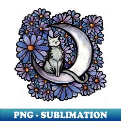 Grey Cat Daisies - Premium PNG Sublimation File - Perfect for Sublimation Mastery