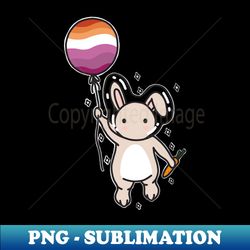 space rabbit flying with pride balloon - sublimation-ready png file - unlock vibrant sublimation designs