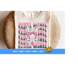Bunny Kisses Easter Wishes SVG, Retro Easter, Bunny Face SVG, Groovy Easter SVG, Easter t-shirt cut files, svg png