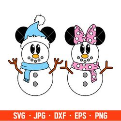 Cute Christmas Mickey & Minnie Snowmen Svg, Christmas Svg, Disney Christmas Svg, Cricut, Silhouette Vector Cut File