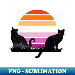 Lesbian Pride Sunset Kitties - Unique Sublimation PNG Download - Defying the Norms