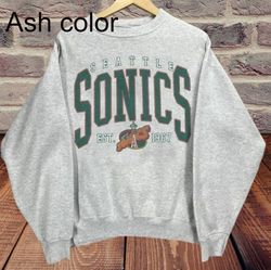 Vintage Seattle Basketball Sweatshirt, NBA Sonics Supersonics Shirt, Basketball Sweatshirt, Gifts For Fan Lover, Gildan