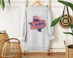 Vintage Texas Ranger Sweatshirt, Vintage Texas Baseball Crewneck Sweatshirt Shirt, Texas Baseball Sweatshirt, Take Me Hi