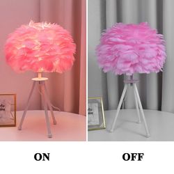 Decoration Romantic Goose Feather Lamp, Bedroom Table Lamp, Modern Bedside Lamp, awesome object for display