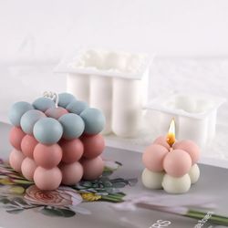 Non-stick Bubble Cube Candles Silicone Mold 3D Aromatherapy Plaster Candle Hand-made Baking Chocolate Dessert Cake Mould