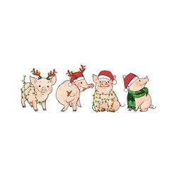 Funny Pig Christmas Santa Hat PNG Sublimation Download