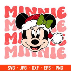 Retro Santa Minnie Svg, Christmas Svg, Disney Christmas Svg, Santa Claus Svg, Cricut, Silhouette Vector Cut File