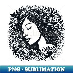 Linocut Woman - Modern Sublimation PNG File - Perfect for Sublimation Art