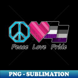 Peace Love and Pride design in Asexual pride flag colors - Trendy Sublimation Digital Download - Spice Up Your Sublimation Projects
