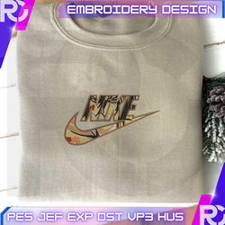 NIKE X Zenitsu Demon Slayer Embroidered Sweatshirt, Anime Embroidered Sweatshirt, Custom Anime Embroidered Crewneck, Anime Custom Embroidered Crewneck, Best-selling Custom Embroidered Sweatshirt