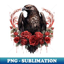 Gothic Eagle Wild Forest Animals Red Roses - Exclusive PNG Sublimation Download - Defying the Norms