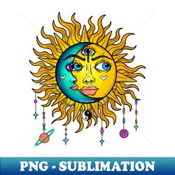 Trippy sun and moon - Decorative Sublimation PNG File - Revolutionize Your Designs