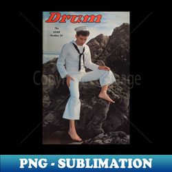 DRUM Pictorial  - Vintage Physique Muscle Male Model Magazine Cover - Decorative Sublimation PNG File - Boost Your Success with this Inspirational PNG Download