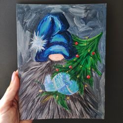 Christmas gnome on canvas Gnome sweet gnome