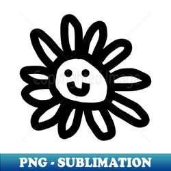 Black and White Daisy Flower Smiley Face Graphic - Vintage Sublimation PNG Download - Spice Up Your Sublimation Projects