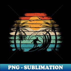 Retro Vintage Surfboard Surfing Surfboarder Wave Surfer - High-Resolution PNG Sublimation File - Create with Confidence