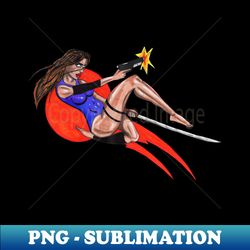 Gun Katana Action Girl - Creative Sublimation PNG Download - Vibrant and Eye-Catching Typography