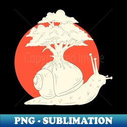 Slow Snail With Tree - High-Quality PNG Sublimation Download - Unleash Your Creativity