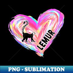 lemur watercolor heart brush - retro png sublimation digital download - instantly transform your sublimation projects
