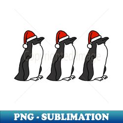 Three Christmas Penguins Wearing Santa Hats - Signature Sublimation PNG File - Perfect for Personalization
