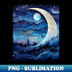 Moon and Star Watercolor - Trendy Sublimation Digital Download - Create with Confidence