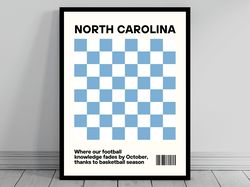 University of North Carolina Football Fan North Carolina Tar Heels Poster NCAA Football Fan Poster Funny Modern College