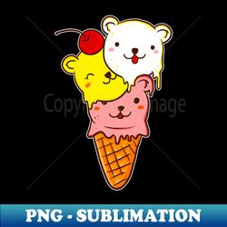 Cute Bears Ice Cream Cone - Exclusive Sublimation Digital File - Bold & Eye-catching