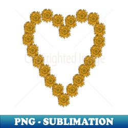 Valentines Day Heart Floral Art Sunflower Line Drawing - Exclusive Sublimation Digital File - Perfect for Creative Projects