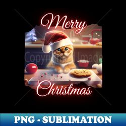 Merry Xmas Cute Cat Helps Bake Cookies - Premium Sublimation Digital Download - Bring Your Designs to Life