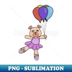 a little ballerina bear holding colorful balloons - professional sublimation digital download - bring your designs to life