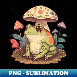 Cottagecore aesthetic frog on Mushroom - High-Resolution PNG Sublimation File - Unlock Vibrant Sublimation Designs