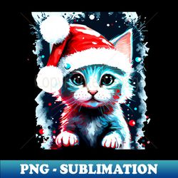 kitten cat christmas hat - retro png sublimation digital download - instantly transform your sublimation projects