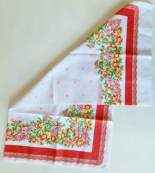 New shawl Cotton scarf organic Headscarf for women Traditional Folk Floral Scarf Nice gifts for mom 30.7x29.5 in