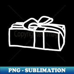 white line drawing one wrapped christmas gift box - signature sublimation png file - add a festive touch to every day