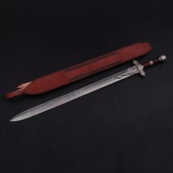 The best hunting swords available are hand-forged D2 steel Viking swords that come with a leather sheath.