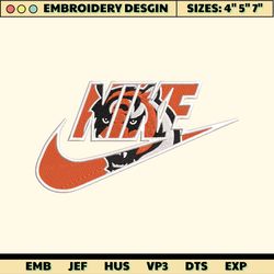 NIKE NFL Cincinnati Bengals Logo Embroidery Design, NIKE NFL Logo Sport Embroidery Machine Design, Famous Football Team Embroidery Design, Football Brand Embroidery, Pes, Dst, Jef, Files