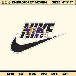 NIKE NFL Baltimore Ravens Logo Embroidery Design, NIKE NFL Logo Sport Embroidery Machine Design, Famous Football Team Embroidery Design, Football Brand Embroidery, Pes, Dst, Jef, Files