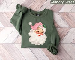 Retro Santa Christmas Sweatshirt, Graphic Christmas Shirt, Womens Christmas Sweatshirt, Holiday Sweater, Cute Christmas