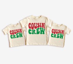 Cousin Crew Shirts, Big Cousin Shirts Family Christmas Matching TShirt, Baby Christmas Outfit Retro Kids Christmas Tops