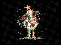 Cow Reindeer Hat Santa Christmas Lights PNG, Funny Cow Christmas Png, Christmas Light Funny Cow Christmas Png, Christmas