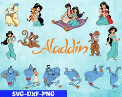 Aladin SVG, Bundles Disney Pricess SVG, PNG,DXF, PDF, JPG...