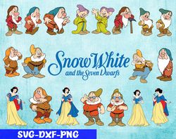 Snow White And Seven Dwarfs SVG, Bundles Disney Pricess SVG, PNG,DXF, PDF, JPG...