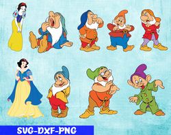Seven Dwarfs SVG, Bundles Disney Pricess SVG, PNG,DXF, PDF, JPG...
