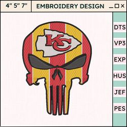 NFL Kansas City Chiefs Skull Embroidery Design, NFL Football Logo Embroidery Design, Famous Football Team Embroidery Design, Football Embroidery Design, Pes, Dst, Jef, Files